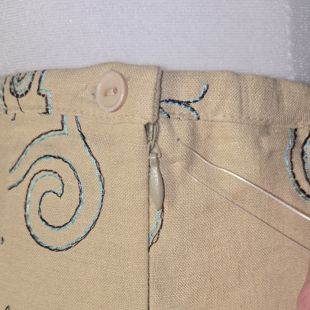 NINETY Embroidered A-Line Skirt w/ Brown & Iridescent Beading - Picture 6 of 11